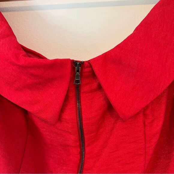 Bardot Devlin Twist Mini Dress in Lipstick Red Size 10 / L Off The Shoulder - Picture 8 of 11